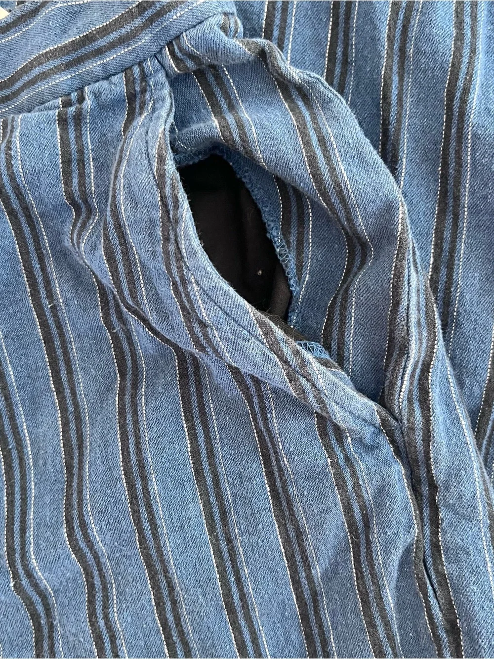 Banana Republic Blue Striped Women Linen and Cotton Rowan Wide Leg Pants